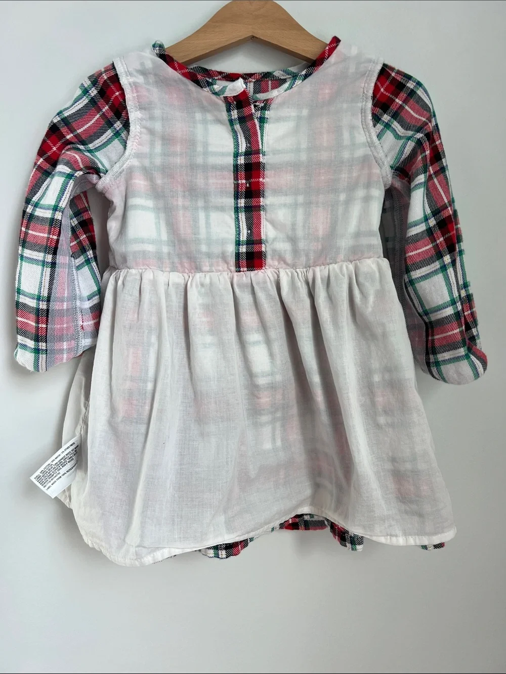 Cat & Jack | Red & White Plaid Long-Sleeve Holiday Festive Party Dress size 2T